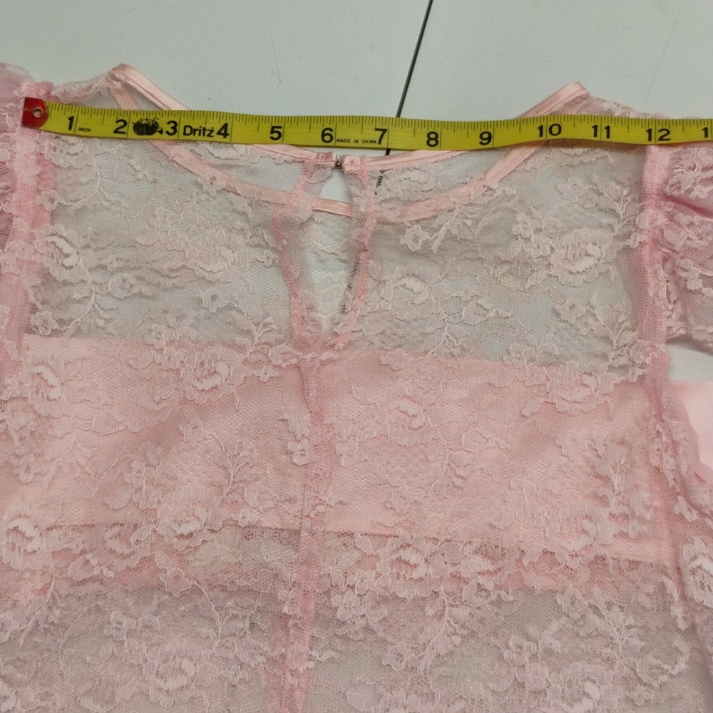 JCPENNEY Vintage Dress 2 Piece Satin/Lace Pink Sz 7/8 Women's Spaghetti Straps - Picture 9 of 16